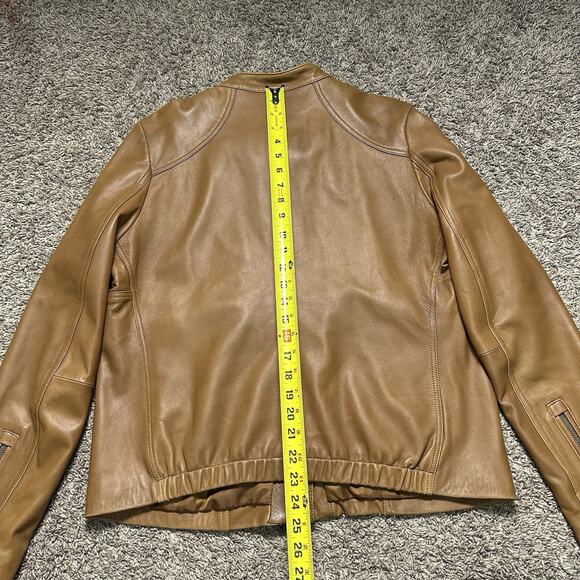 Tommy Hilfiger American Classics Womens Sz XL Cognac Brown Leather Jacket Biker - Picture 6 of 6